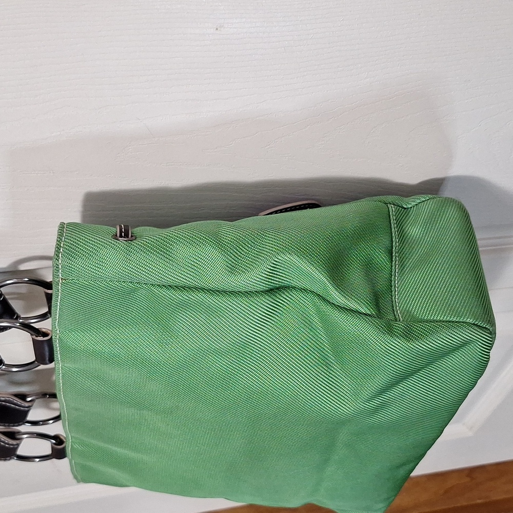 Vintage Tommy Hilfiger canvas handbag purse - green/brown leather - Picture 6 of 16